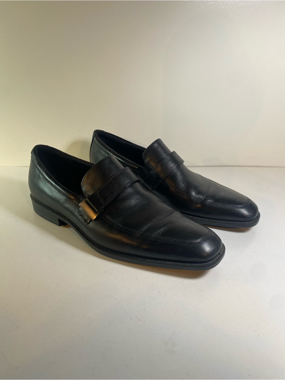Ecco Edinburgh Slip-On Single Strap Slip On Black Leather Loafers 
Size 46
